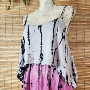 Gradient Tie-dye Layered Sharkbite Minidress
